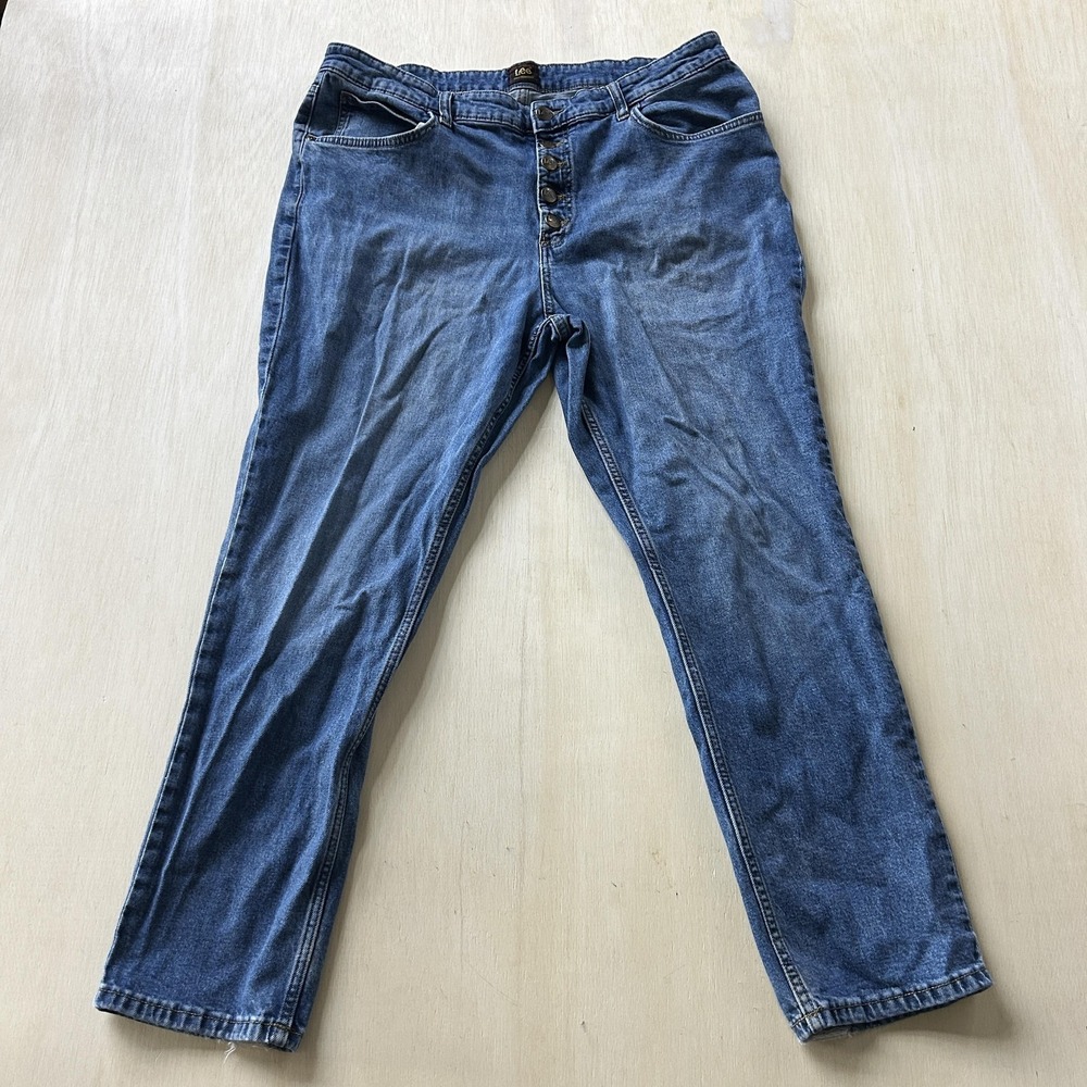 Lee Jeans Mens 33x30 Medium Wash Blue Regular Straight Button‎ Fly Denim